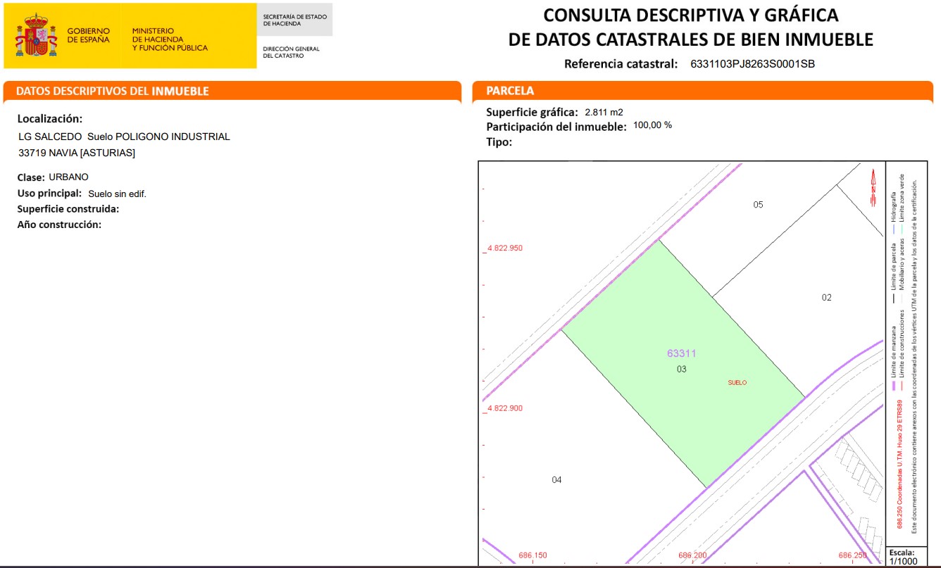 PARCELA INDUSTRIAL DE 2.811 METROS CON EDIFICABILIDAD DE  4.171m    EN POLIGONO SALCEDO - NAVIA