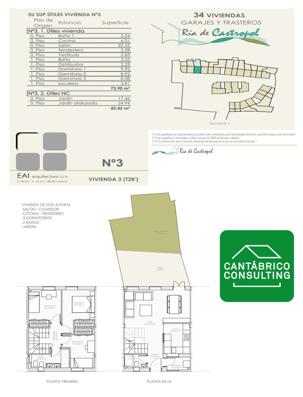 CHALET ADOSADO 3 CON 3 DORMITORIOS CON GARAJE Y TRASTERO EN NUEVA PROMOCIÓN EN CASTROPOL ASTURIAS