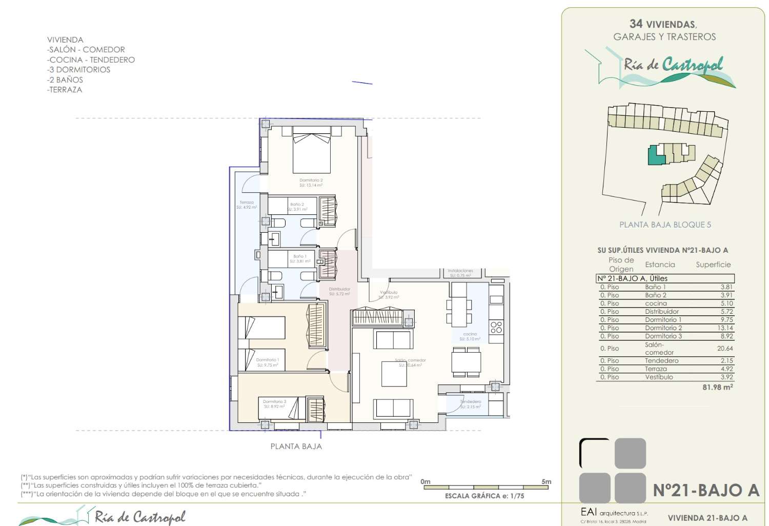 21st FLOOR LOWER A - 3 BEDROOMS WITH GARAGE AND STORAGE ROOM IN NEW PROMOTION CASTROPOL ASTURIAS