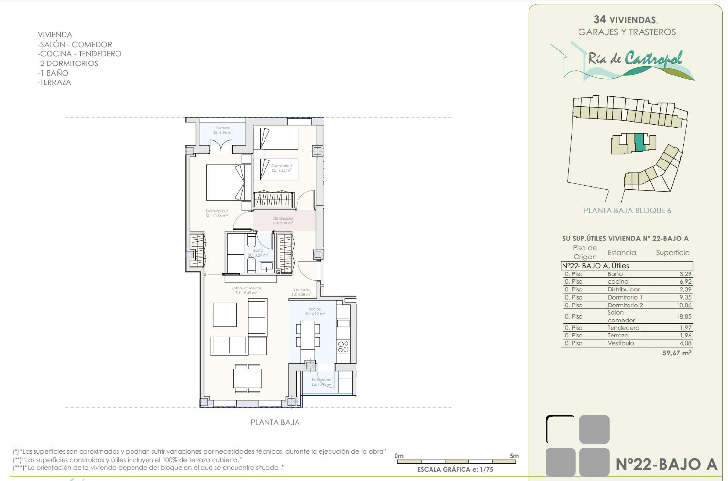 ETAGE 23 UNTERE A - 2 SCHLAFZIMMER MIT GARAGE UND ABSTELLRAUM IM NEUEN ANGEBOT CASTROPOL ASTURIAS