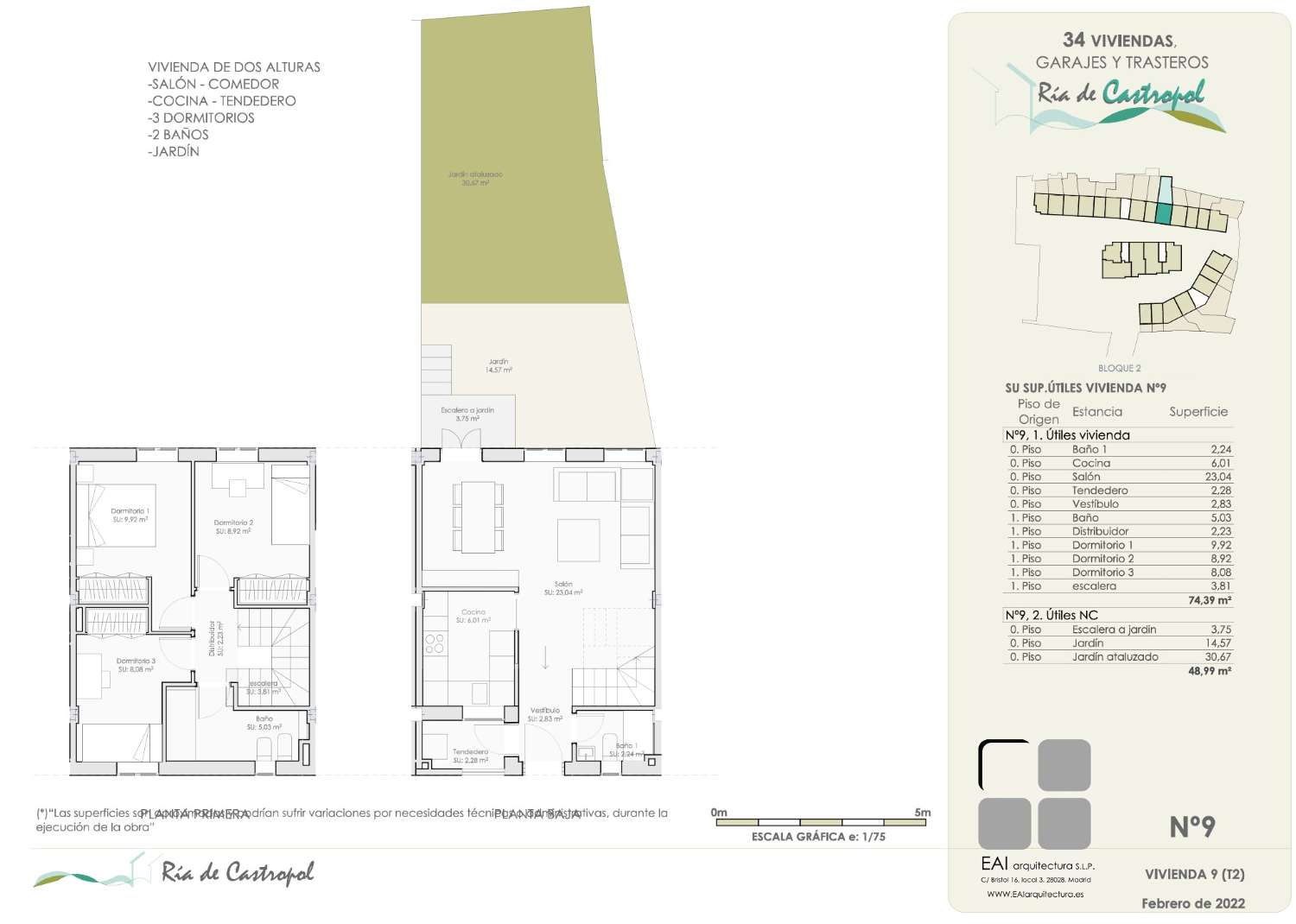 CHALET ADOSADO 9  CON 3 DORMITORIOS CON GARAJE Y TRASTERO EN NUEVA PROMOCIÓN EN CASTROPOL ASTURIAS