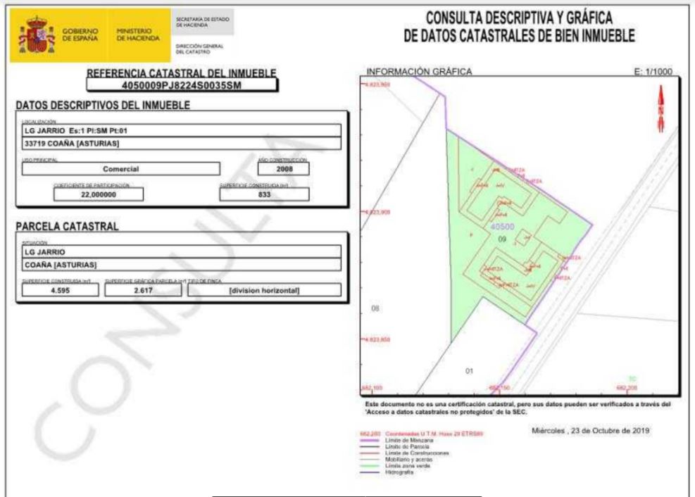 LOCAL DE OBRA AL LADO DEL HOSPITAL DE JARRIO CON 833 METROS  IDEAL CLINICAS O MUTUAS